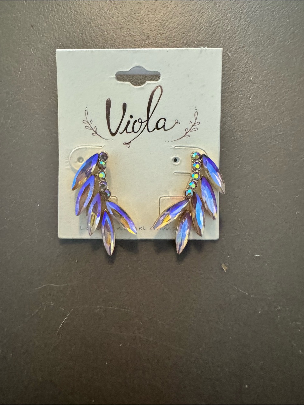 Iridescent Blue Leaf Ear Climbers